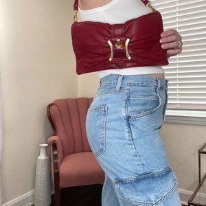 Cherry Red Red Bow Shoulder Bag By Mawosky